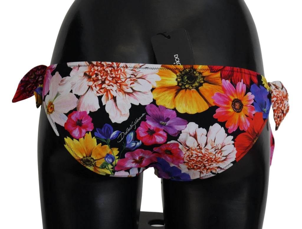 Dolce & Gabbana Black Floral Print Swimsuit Bikini Bottom Swimwear by Dolce & Gabbana