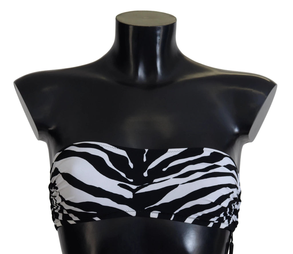 Dolce & Gabbana Black White Zebra Bandeau Swimwear Bikini Top by Dolce & Gabbana
