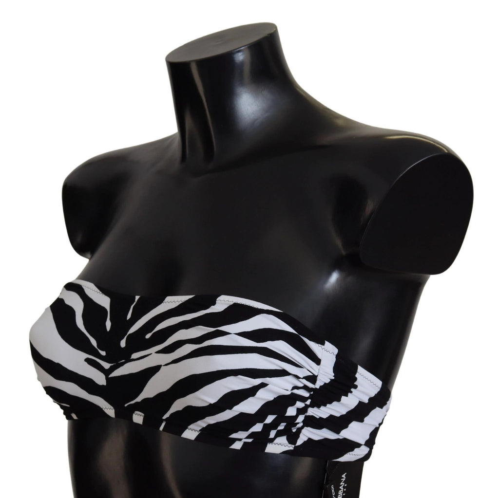 Dolce & Gabbana Black White Zebra Bandeau Swimwear Bikini Top by Dolce & Gabbana