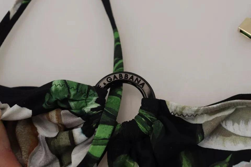 Dolce & Gabbana Black Floral Halter Beachwear Swimwear Bikini Top by Dolce & Gabbana