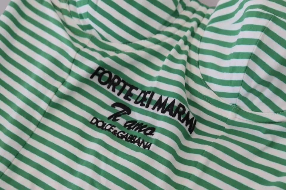 Dolce & Gabbana White Green Stripes One Piece Beachwear Swimwear by Dolce & Gabbana