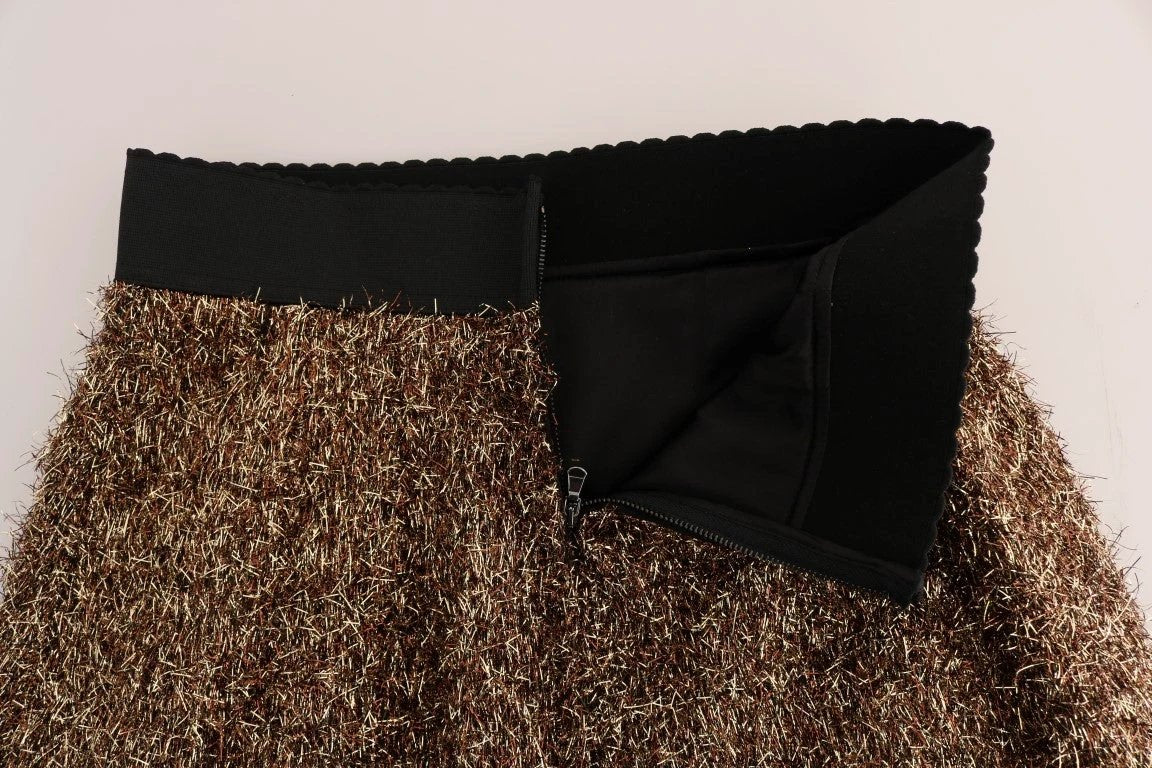 Dolce & Gabbana Gold Black Short Mini Skirt by Dolce & Gabbana