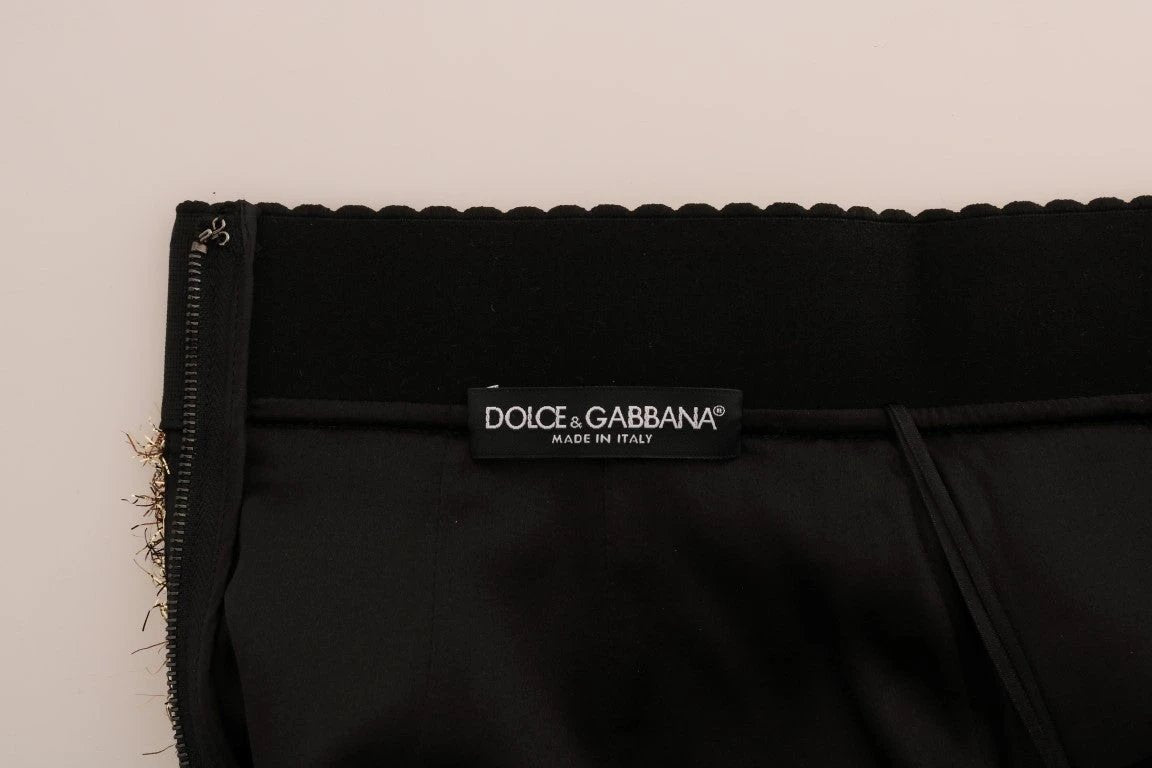 Dolce & Gabbana Gold Black Short Mini Skirt by Dolce & Gabbana