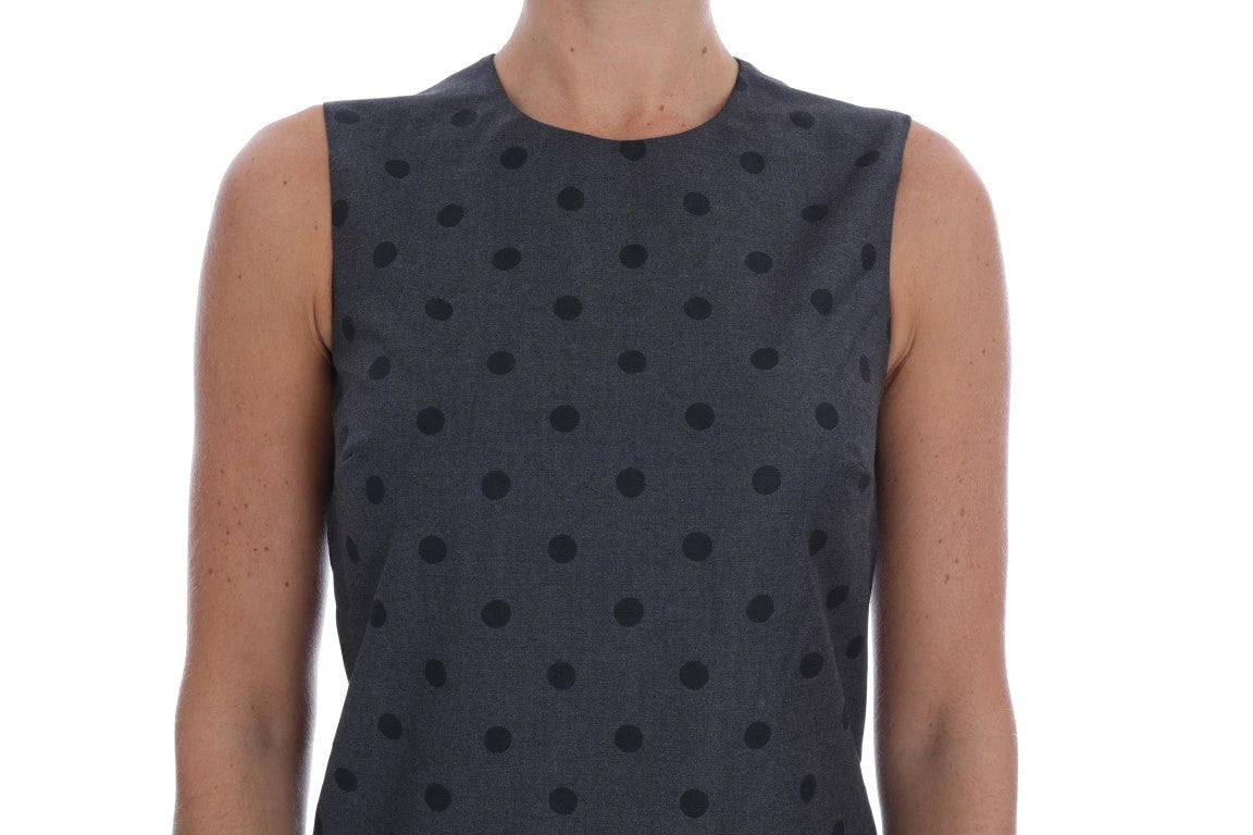 Dolce & Gabbana Gray Polka Dotted Sheath Wool Dress by Dolce & Gabbana