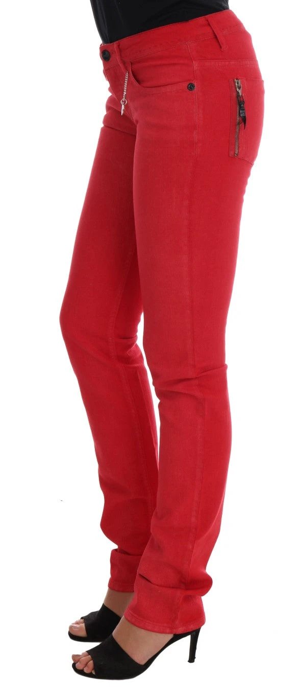 Costume National Red Cotton Stretch Slim Jeans by Costume National