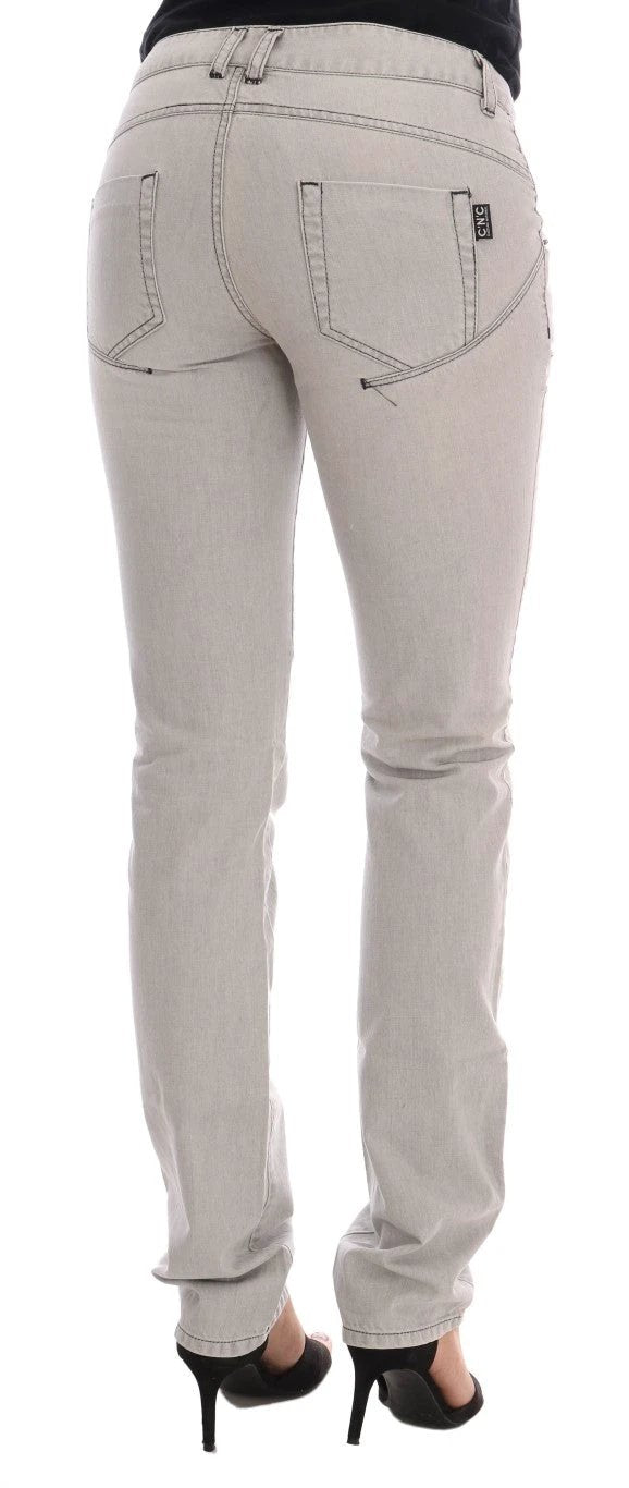 Costume National Gray Wash Cotton Slim Jeans by Costume National