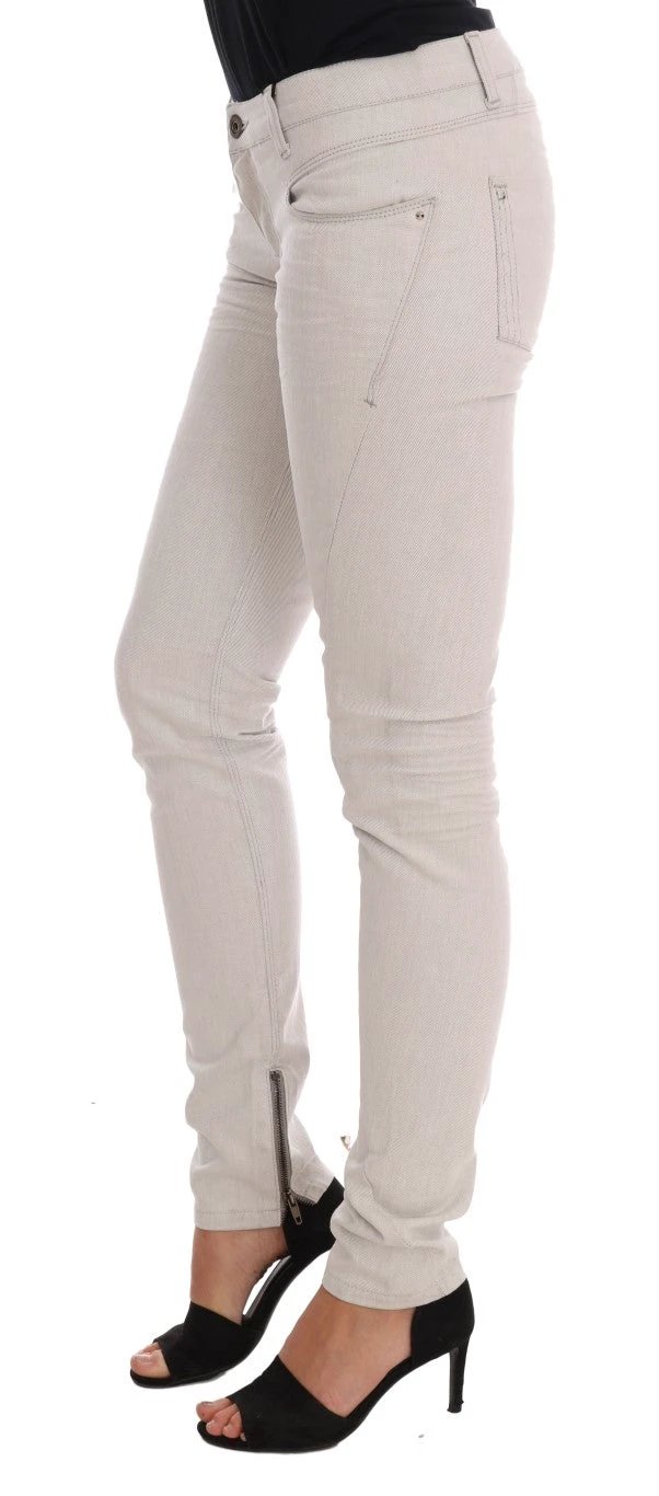 Costume National White Cotton Stretch Slim Jeans by Costume National