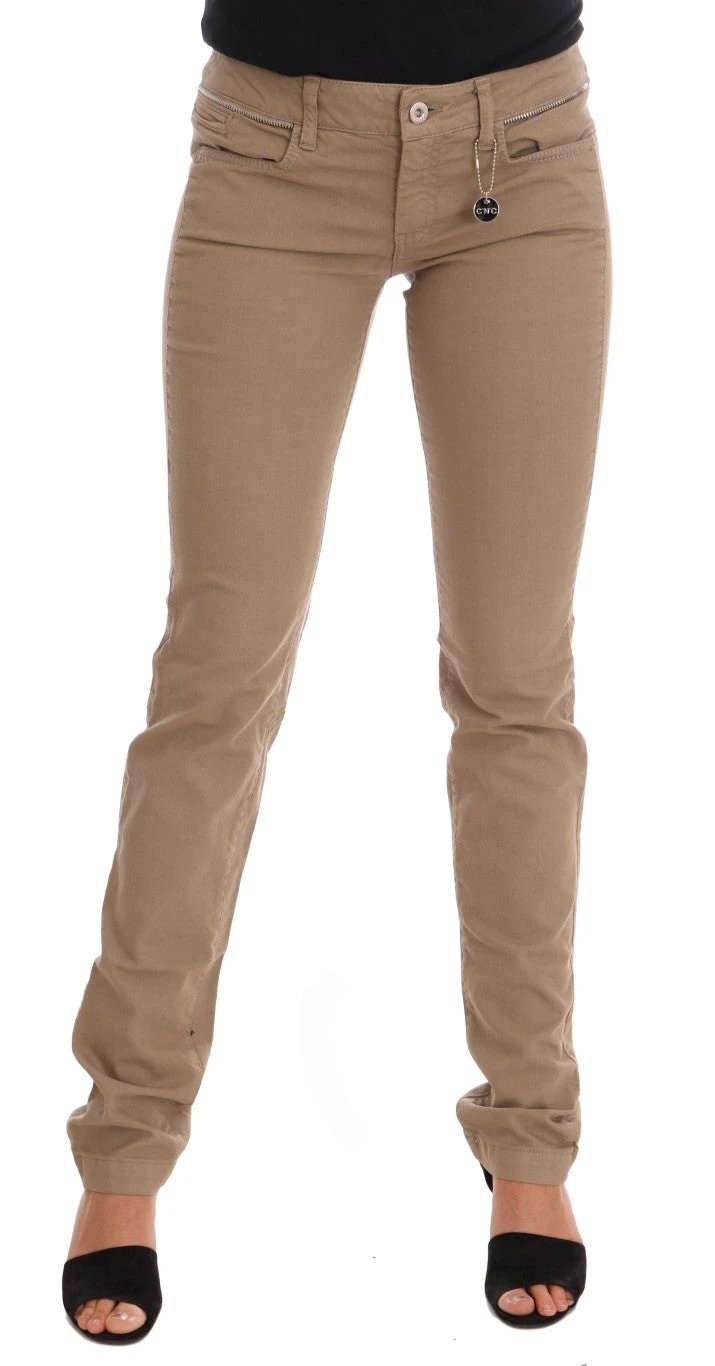 Costume National Beige Cotton Stretch Slim Fit Jeans by Costume National
