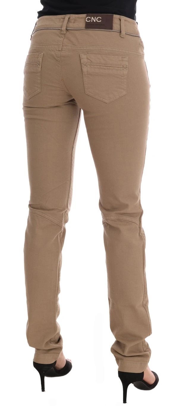 Costume National Beige Cotton Stretch Slim Fit Jeans by Costume National
