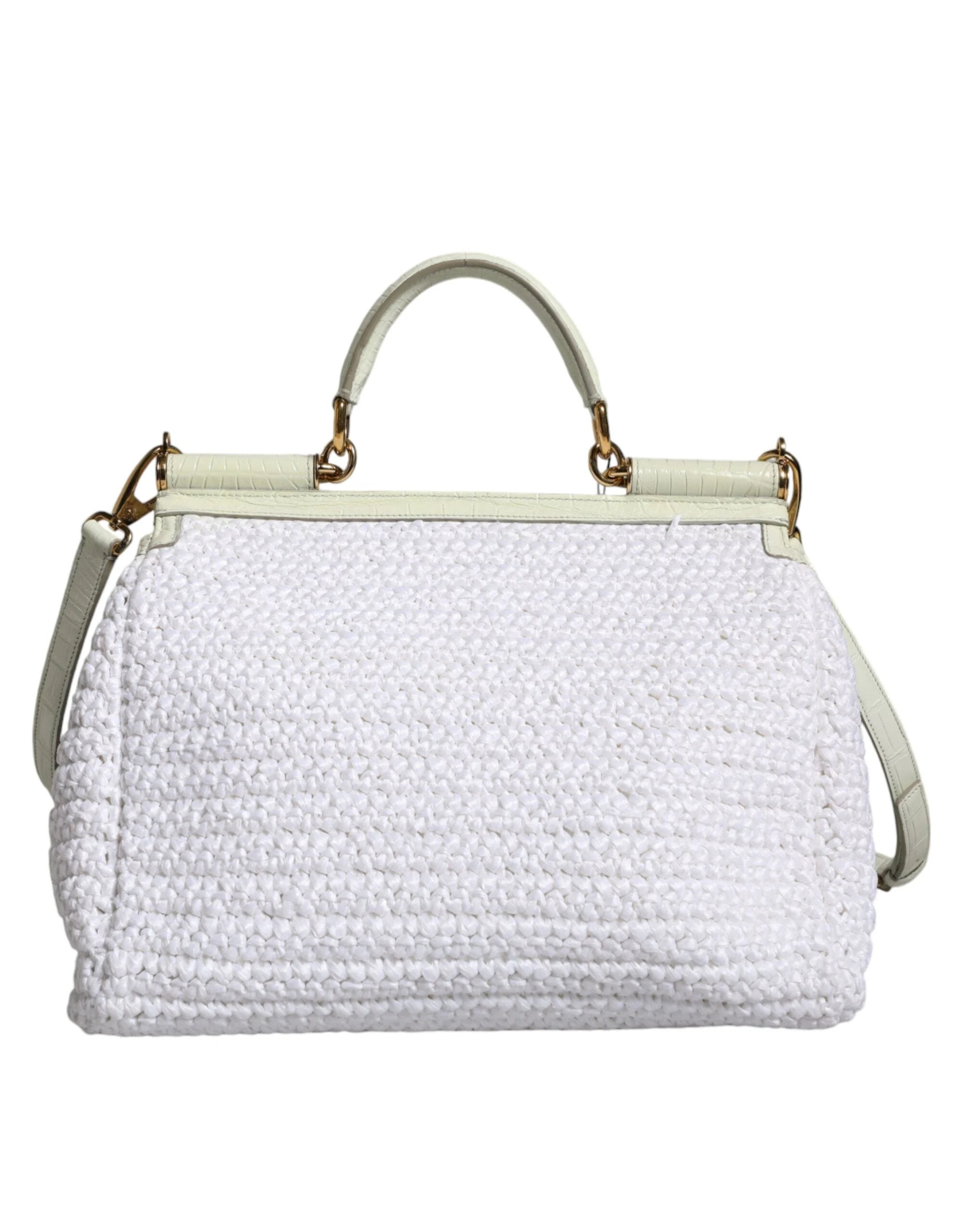 Dolce & Gabbana White Rafia Leather SICILY Crossbody Bag by Dolce & Gabbana