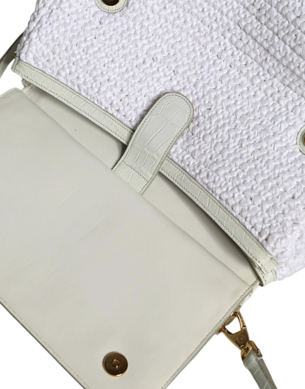Dolce & Gabbana White Rafia Leather SICILY Crossbody Bag by Dolce & Gabbana