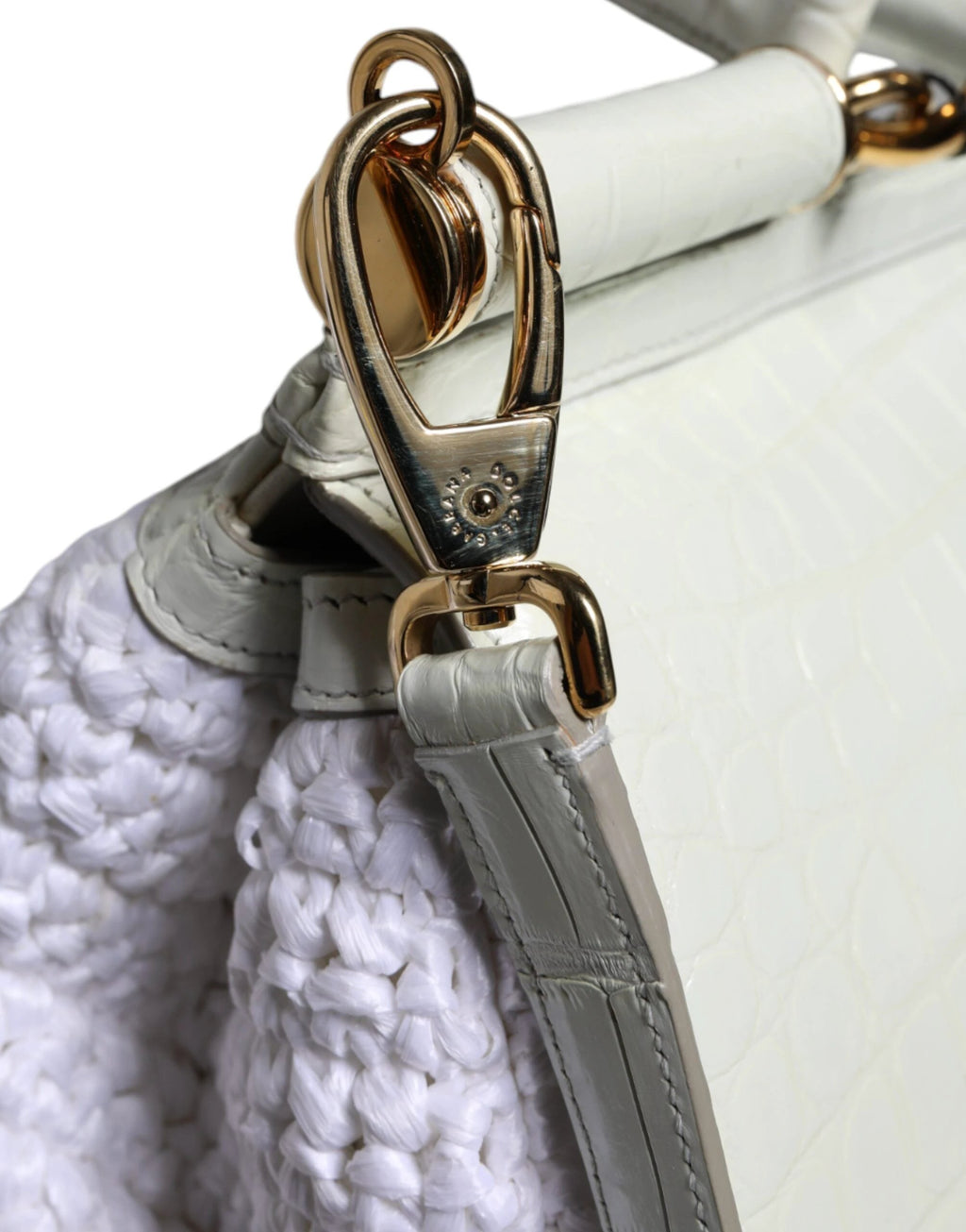 Dolce & Gabbana White Rafia Leather SICILY Crossbody Bag by Dolce & Gabbana