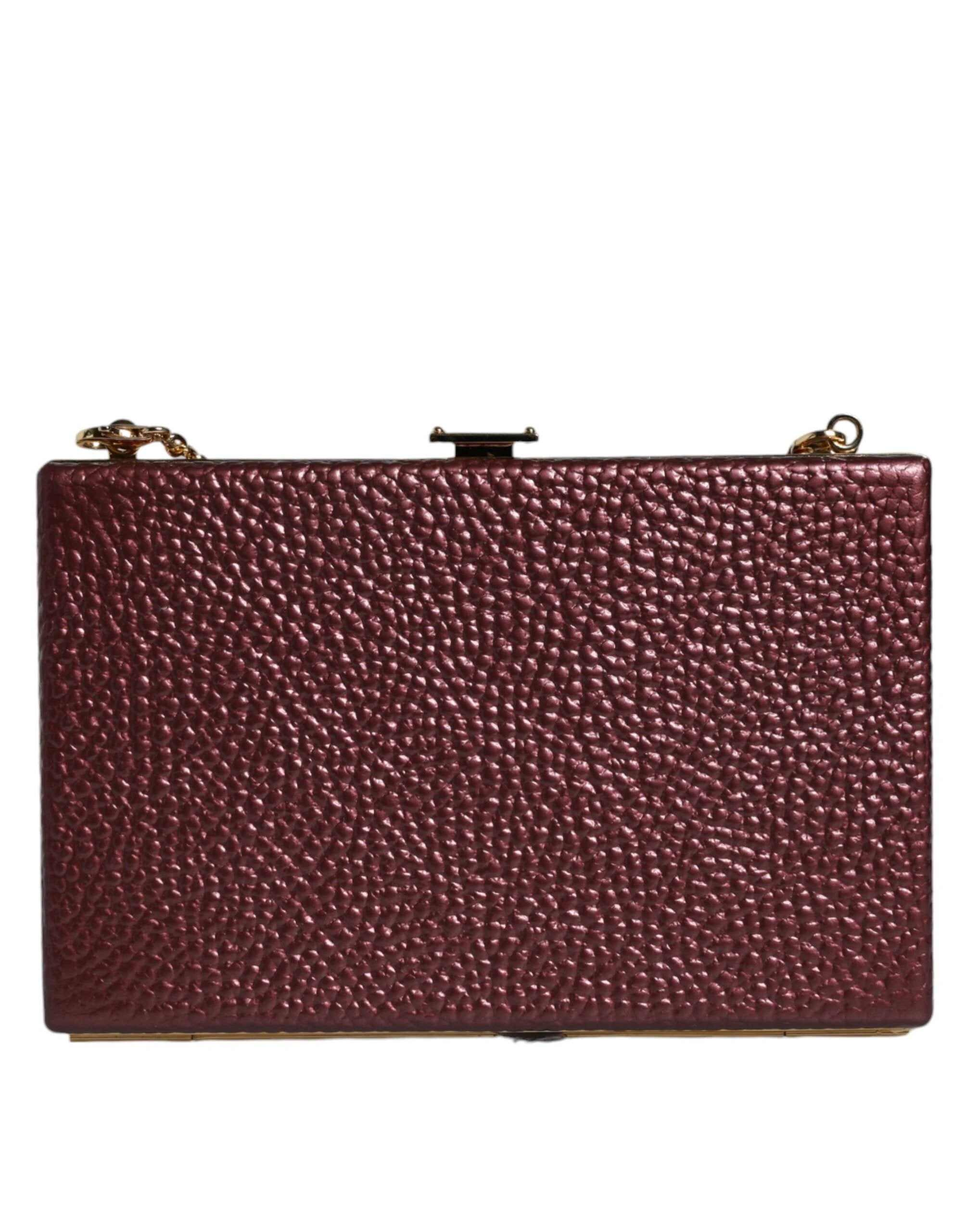 Dolce & Gabbana Maroon Leather Clutch Evening Crossbody Bag by Dolce & Gabbana