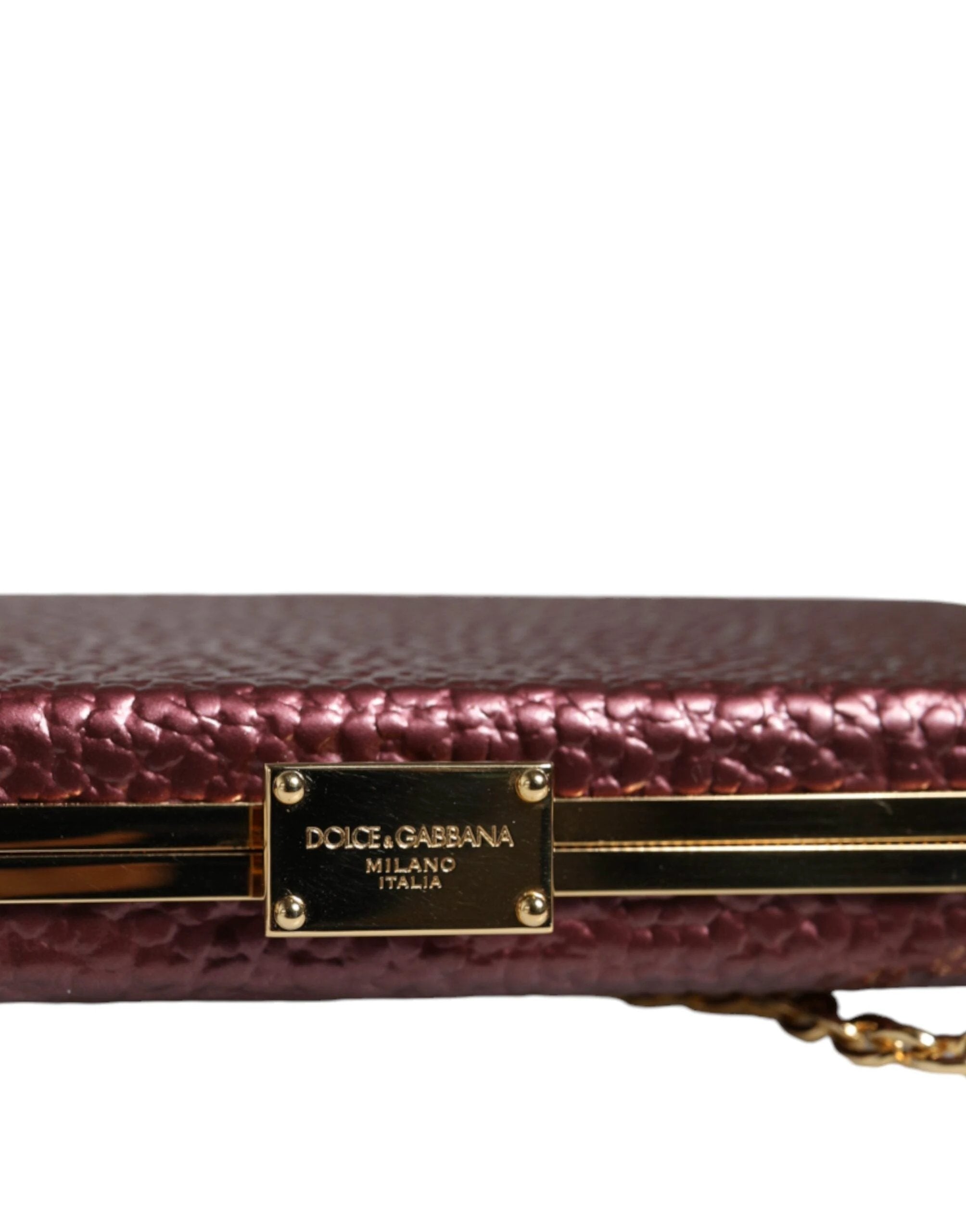 Dolce & Gabbana Maroon Leather Clutch Evening Crossbody Bag by Dolce & Gabbana