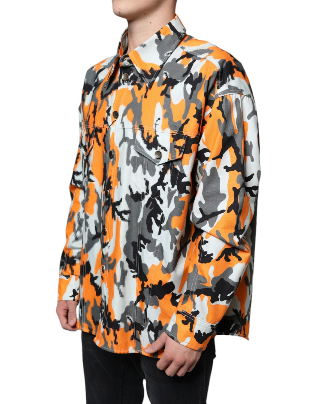 Dolce & Gabbana Multicolor Camouflage Cotton Denim Collared Jacket by Dolce & Gabbana