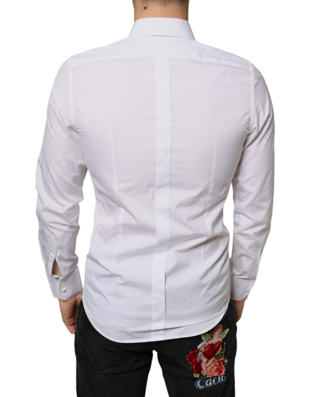 Dolce & Gabbana White Bib Cotton Poplin Formal Dress Shirt by Dolce & Gabbana