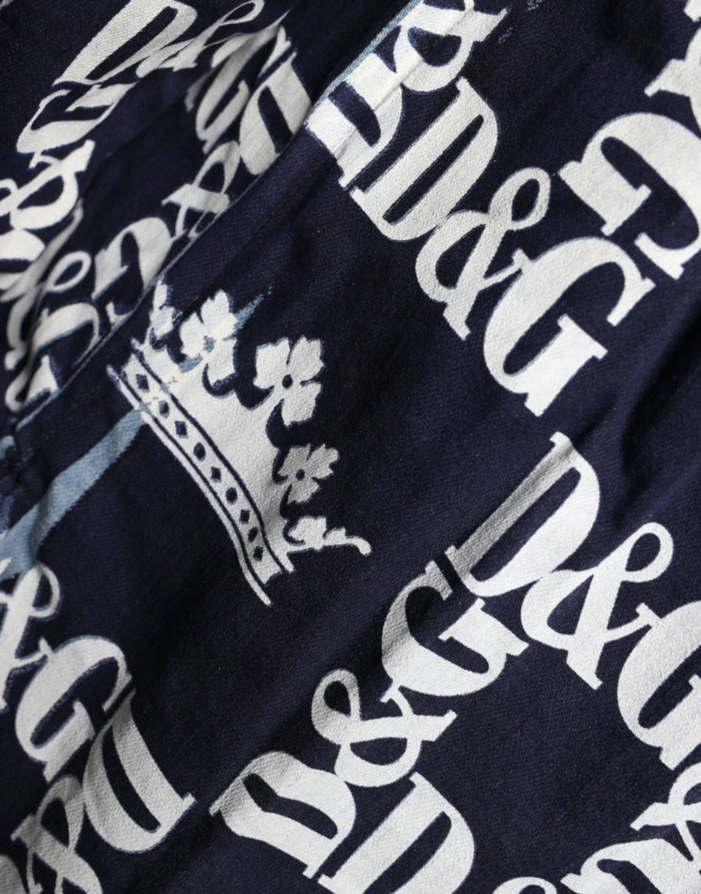 Dolce & Gabbana Blue Crown Logo Print Slim Fit Cotton Shirt by Dolce & Gabbana