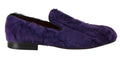 Dolce & Gabbana Purple Sheep Fur Leather Loafers by Dolce & Gabbana