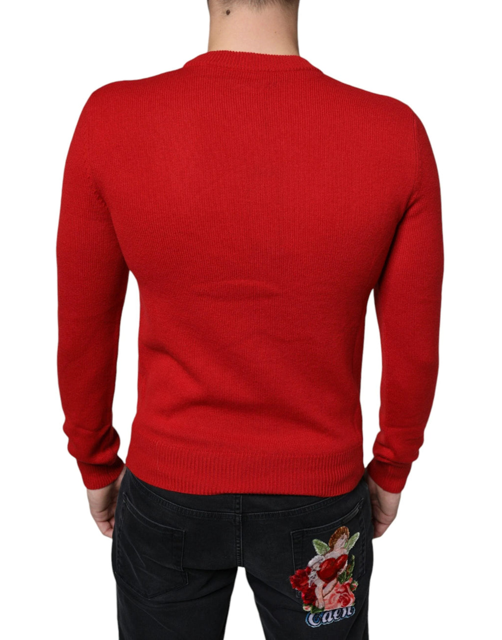 Dolce & Gabbana Red I'm The King Wool Crew Neck Sweatshirt Sweater by Dolce & Gabbana
