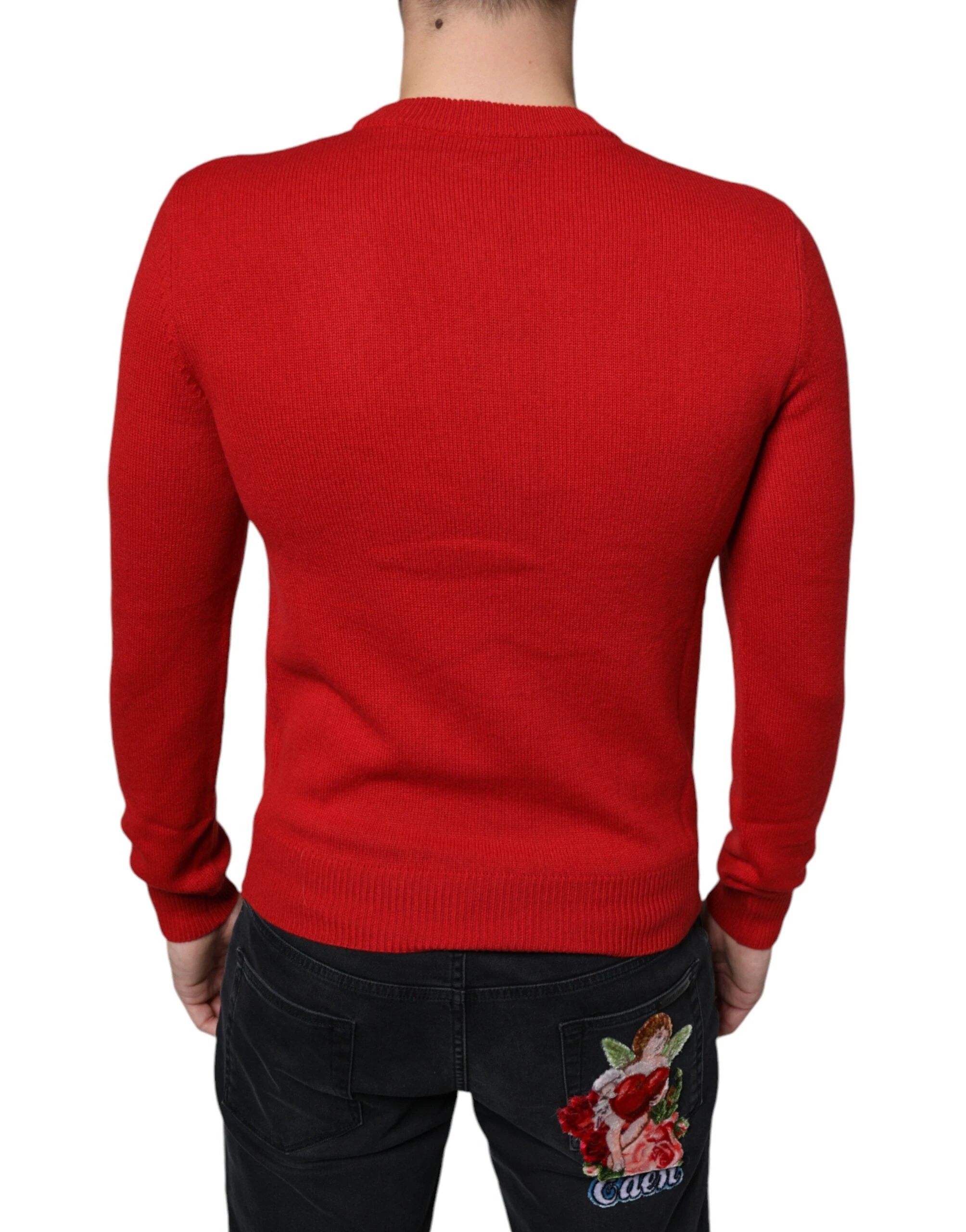Dolce & Gabbana Red I'm The King Wool Crew Neck Sweatshirt Sweater by Dolce & Gabbana