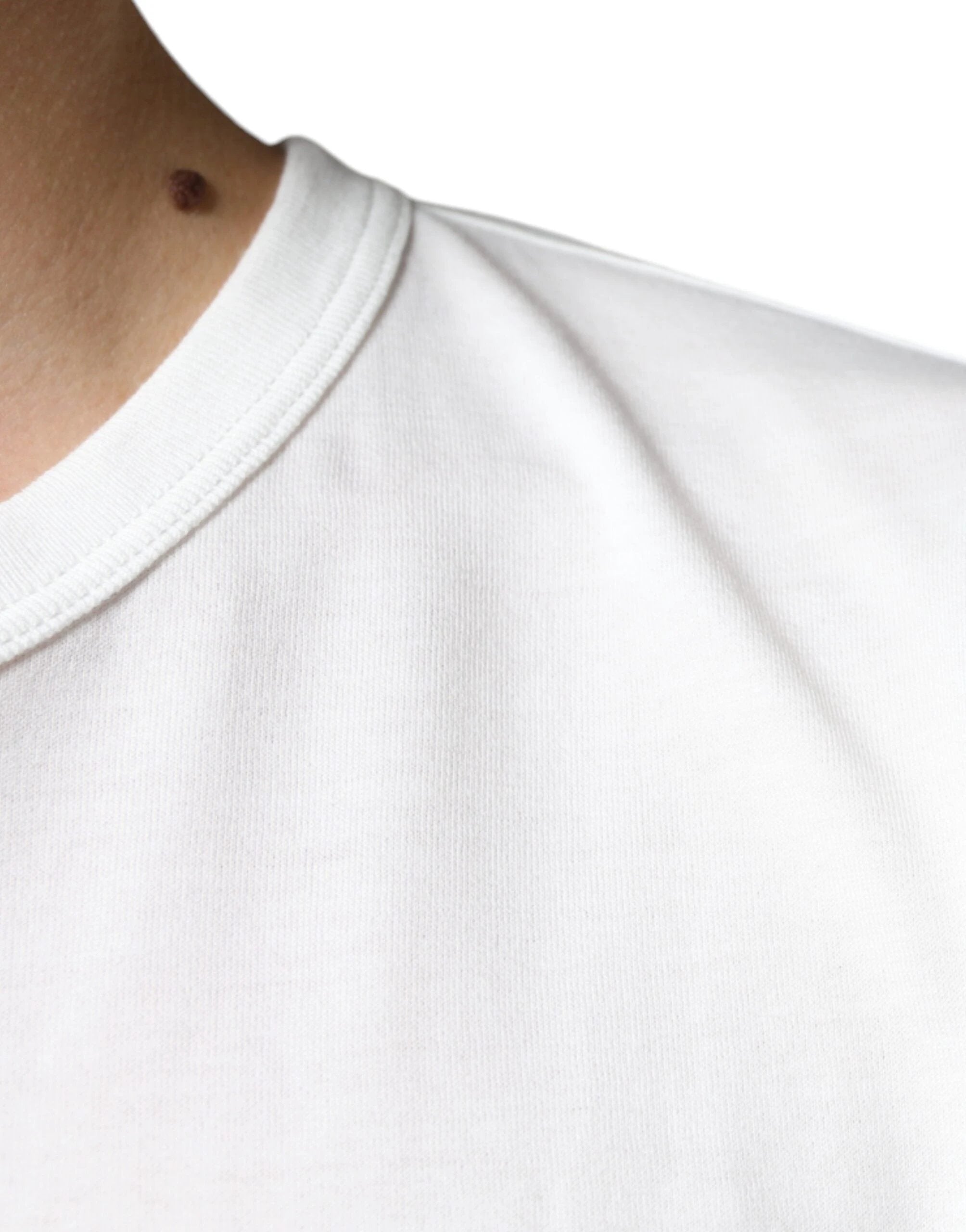 Dolce & Gabbana White Logo Embossed Cotton Crewneck T-shirt by Dolce & Gabbana