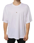 Dolce & Gabbana White Metal DG Logo Cotton Short Sleeves T-shirt by Dolce & Gabbana