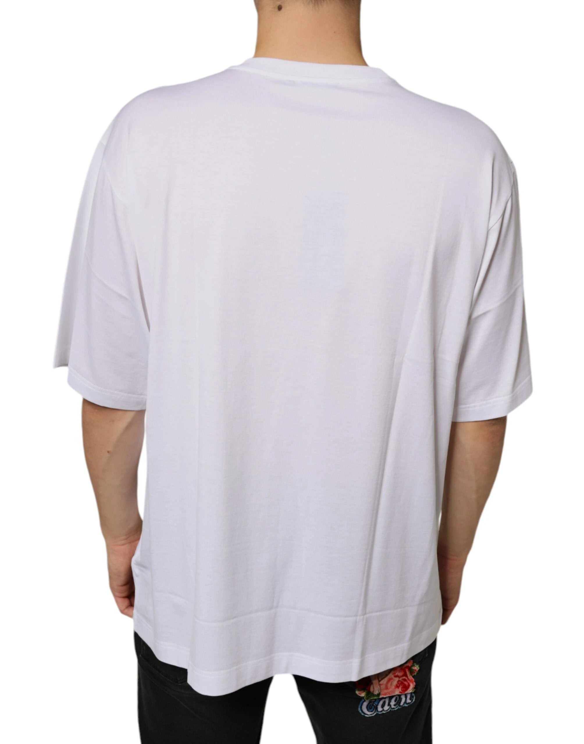 Dolce & Gabbana White Metal DG Logo Cotton Short Sleeves T-shirt by Dolce & Gabbana