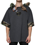 Dolce & Gabbana Gray Camouflage Animal Stuff Cotton T-shirt by Dolce & Gabbana