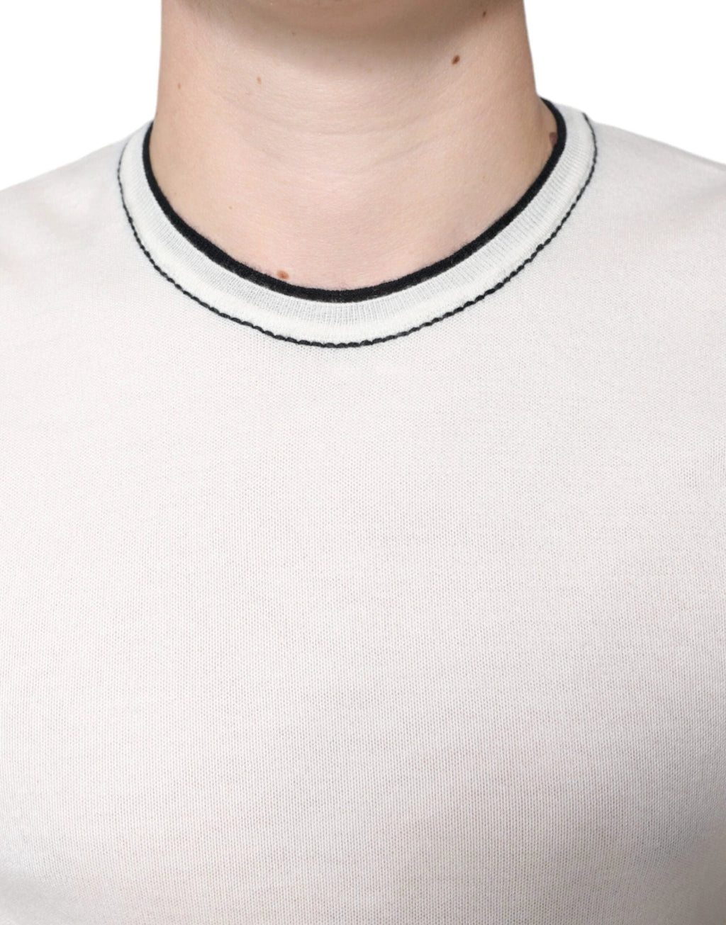 Dolce & Gabbana Off White Cashmere Short Sleeves T-shirt by Dolce & Gabbana