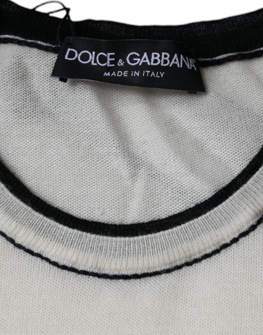 Dolce & Gabbana Off White Cashmere Short Sleeves T-shirt by Dolce & Gabbana