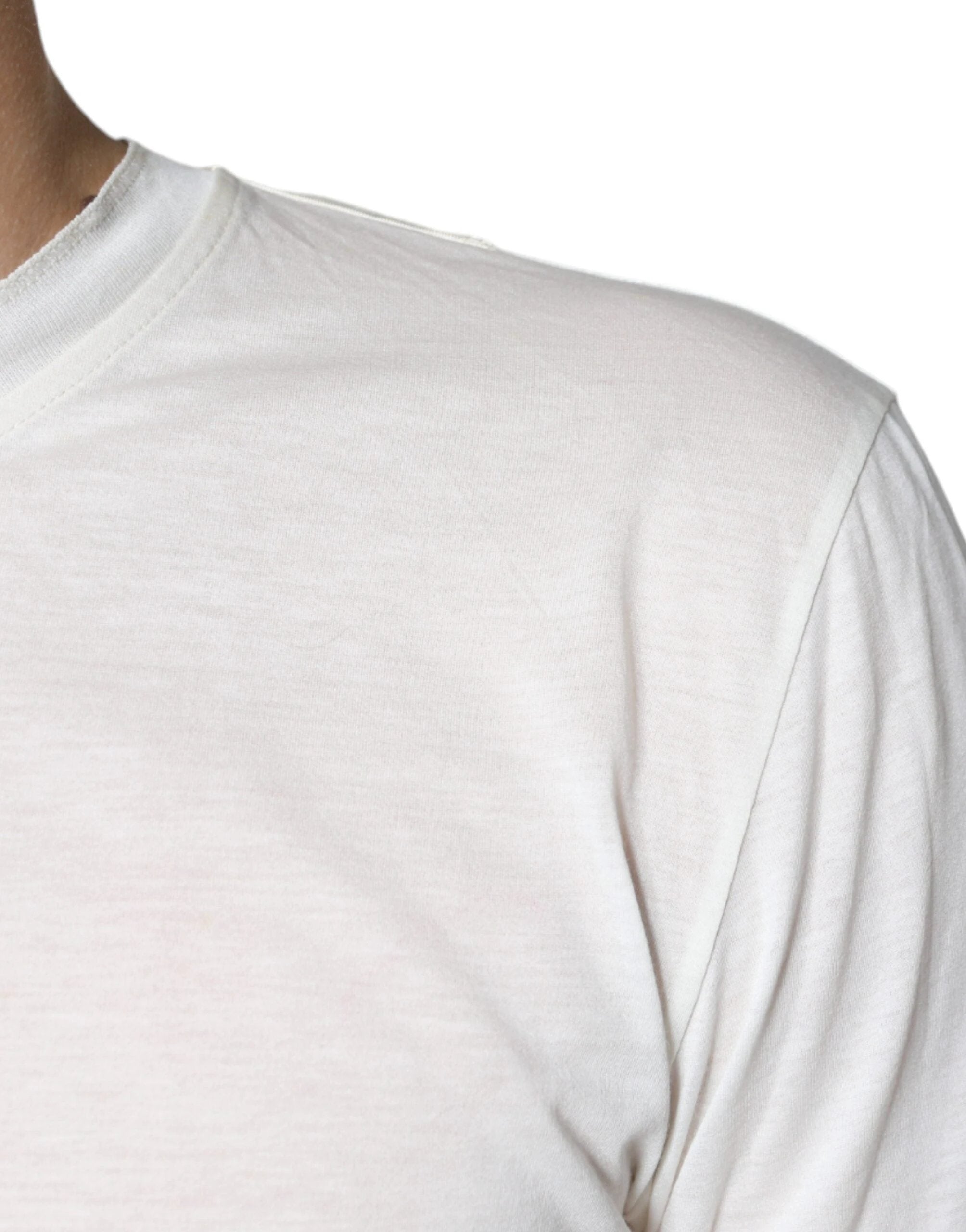 Dolce & Gabbana Off White Cotton Short Sleeves T-shirt by Dolce & Gabbana