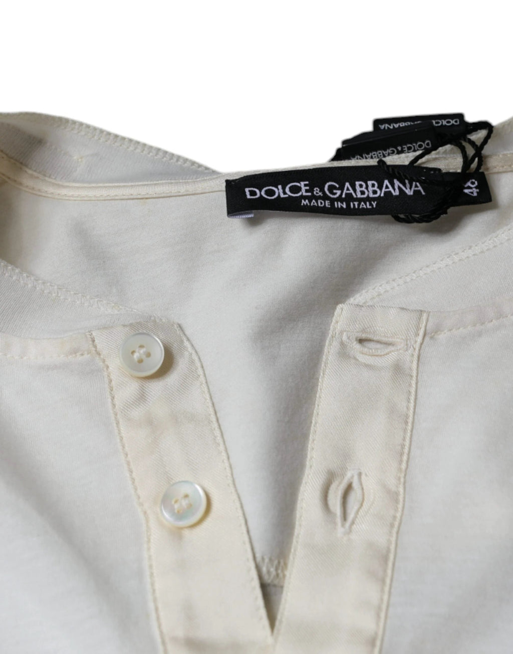 Dolce & Gabbana Off White Cotton Short Sleeves T-shirt by Dolce & Gabbana