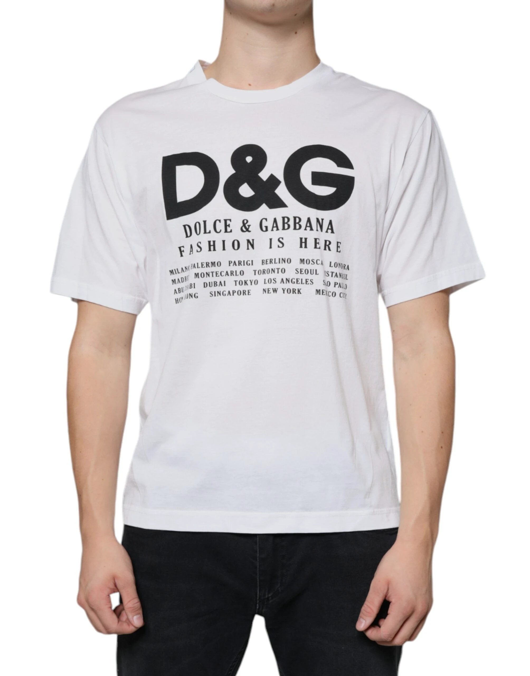 Dolce & Gabbana White Cotton DG Logo Print Casual T-shirt by Dolce & Gabbana