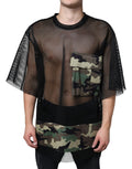 Dolce & Gabbana Black Mesh Camouflage Short Sleeves T-shirt by Dolce & Gabbana