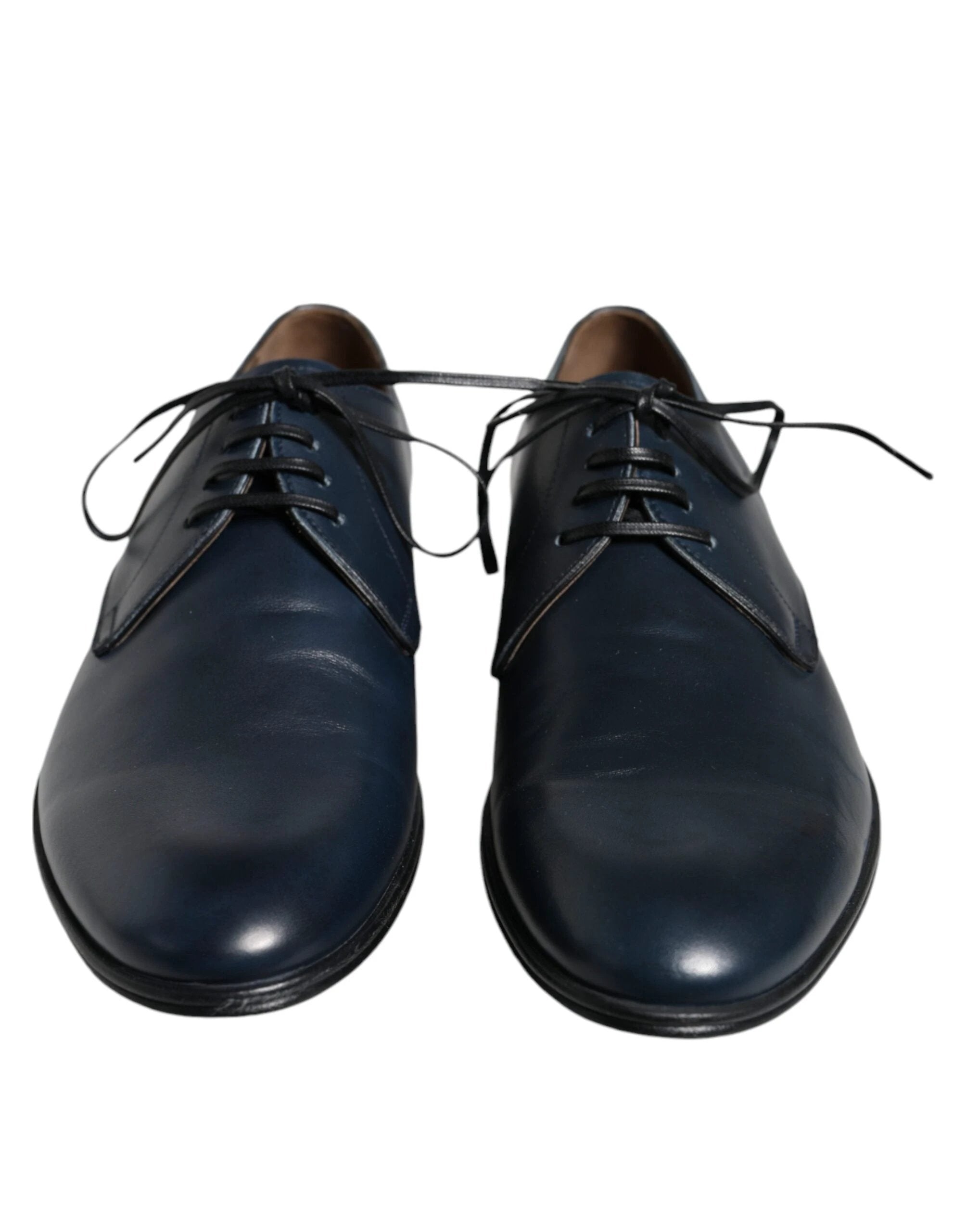 Dolce & Gabbana Navy Blue Leather Derby Dress Formal Shoes by Dolce & Gabbana