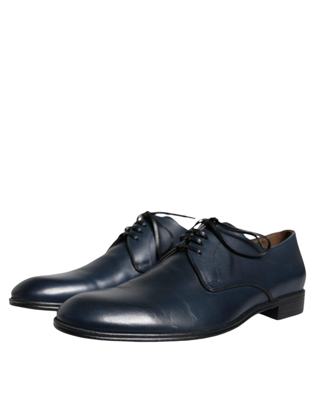 Dolce & Gabbana Navy Blue Leather Derby Dress Formal Shoes by Dolce & Gabbana