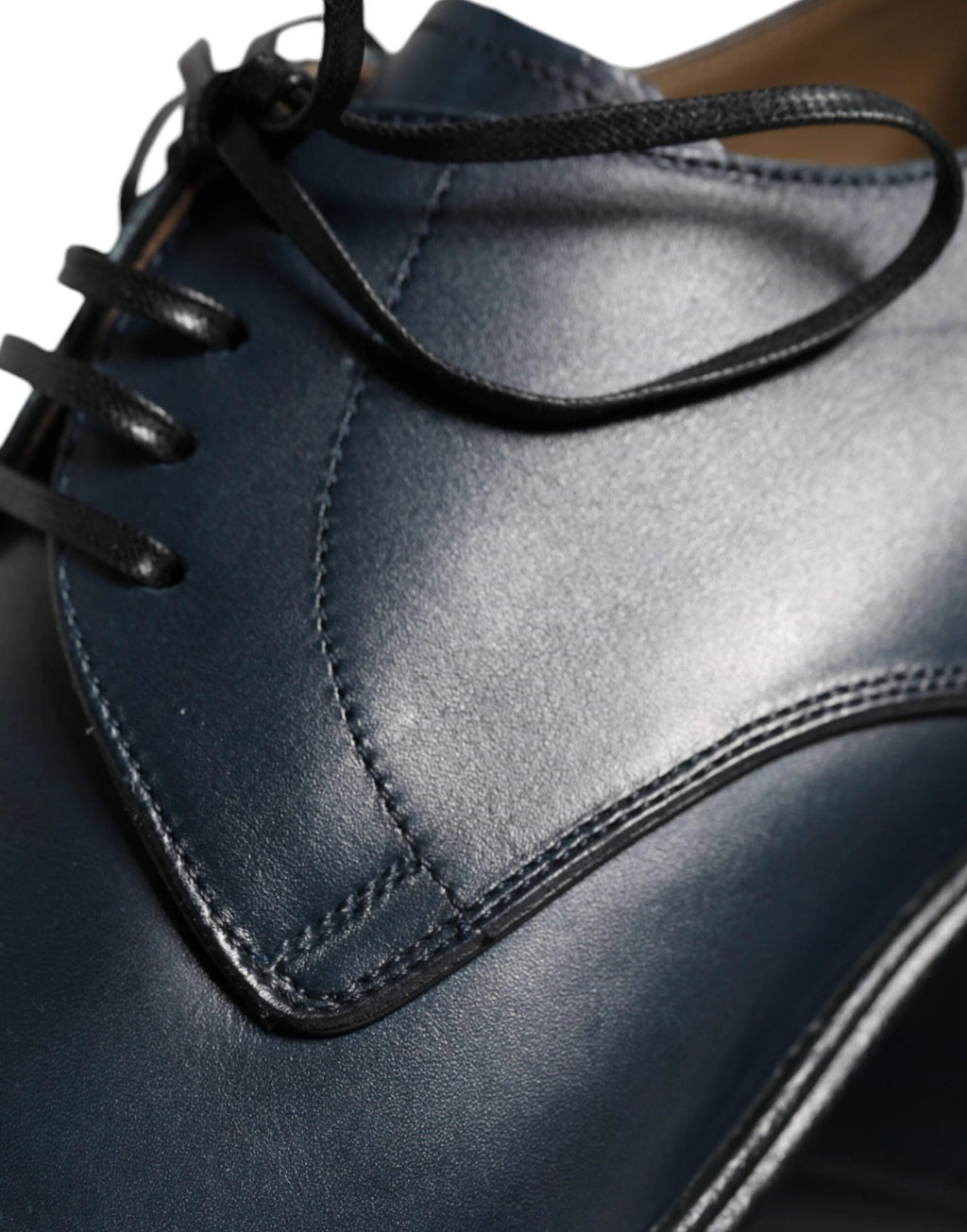 Dolce & Gabbana Navy Blue Leather Derby Dress Formal Shoes by Dolce & Gabbana