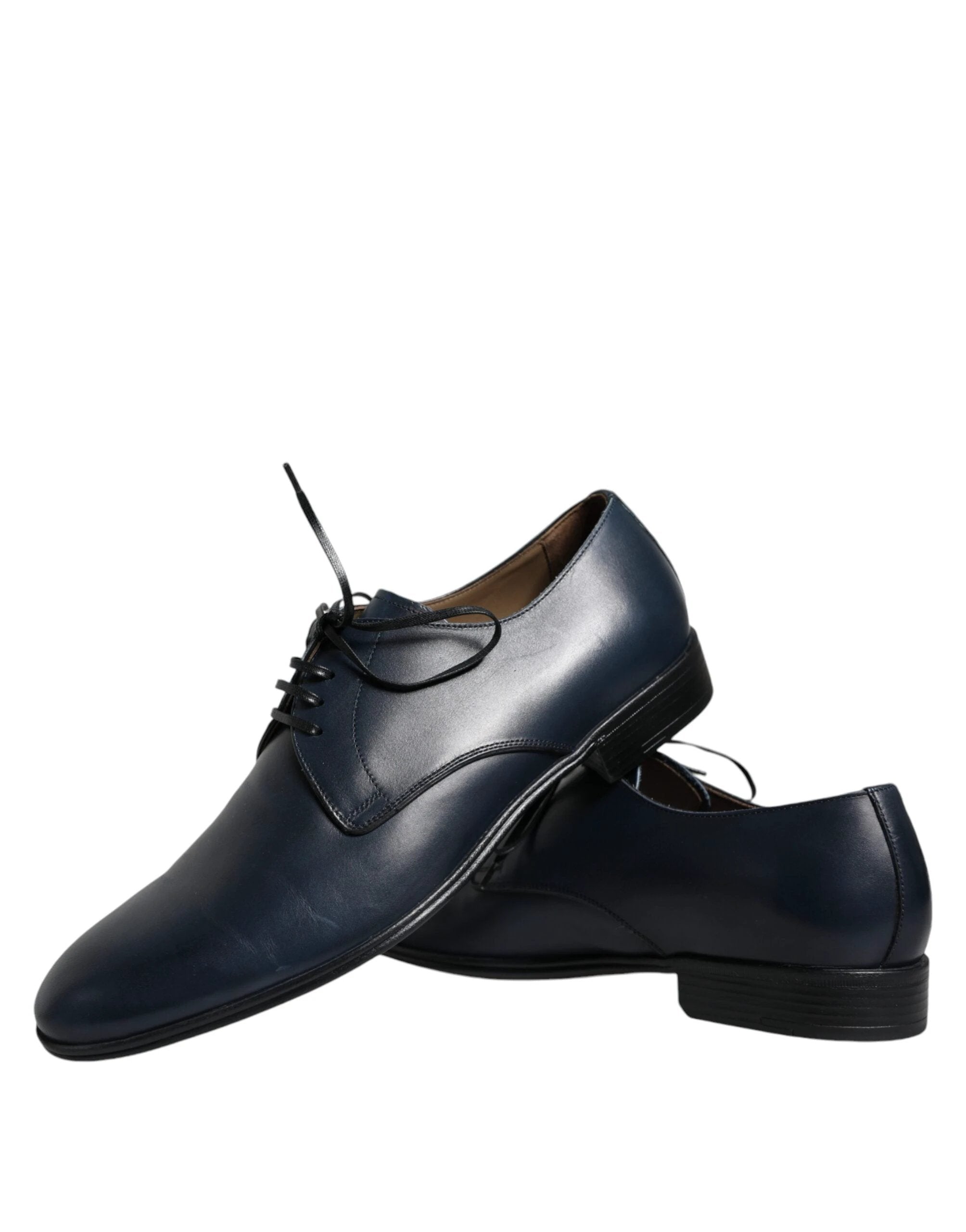 Dolce & Gabbana Navy Blue Leather Derby Dress Formal Shoes by Dolce & Gabbana