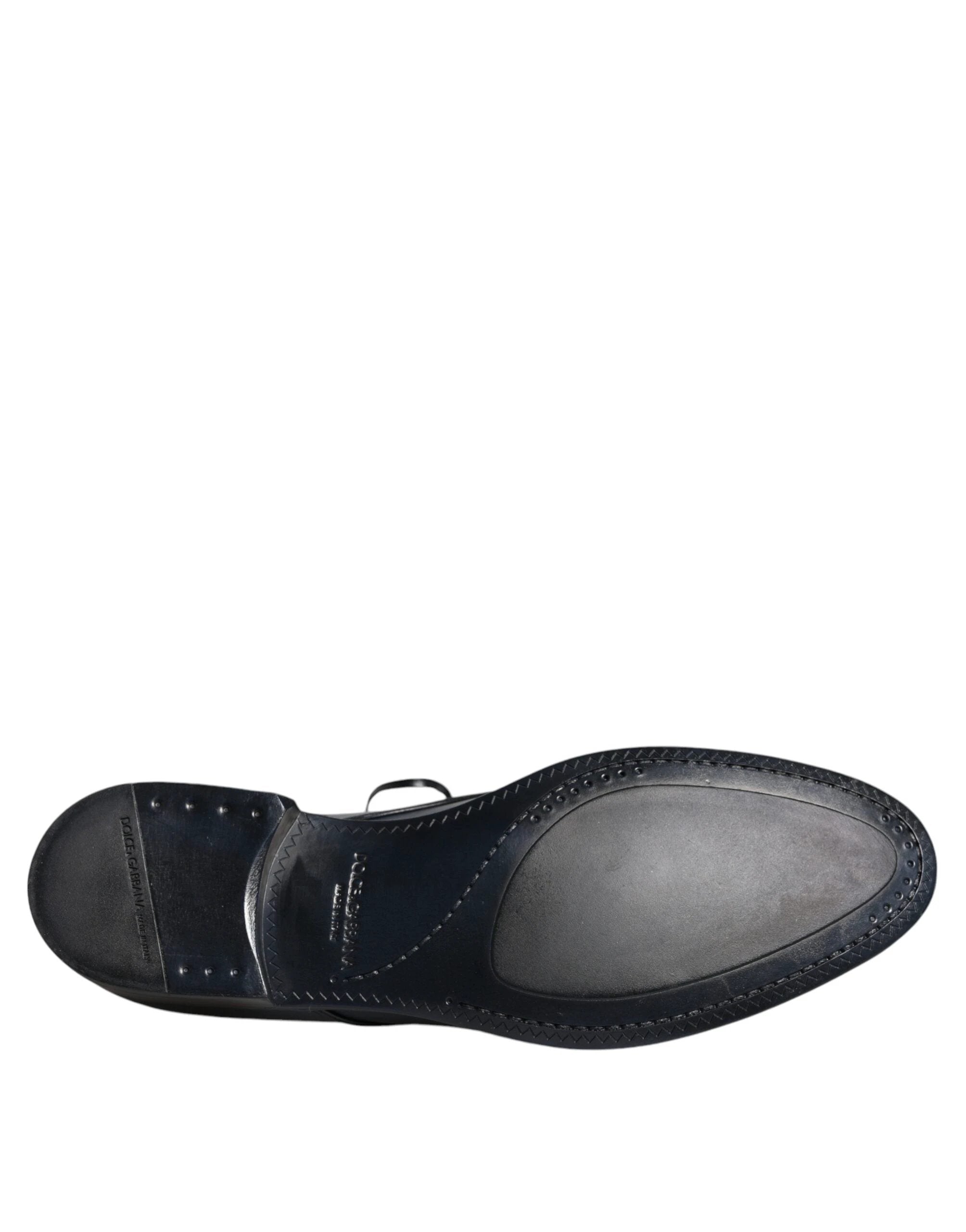 Dolce & Gabbana Navy Blue Leather Derby Dress Formal Shoes by Dolce & Gabbana