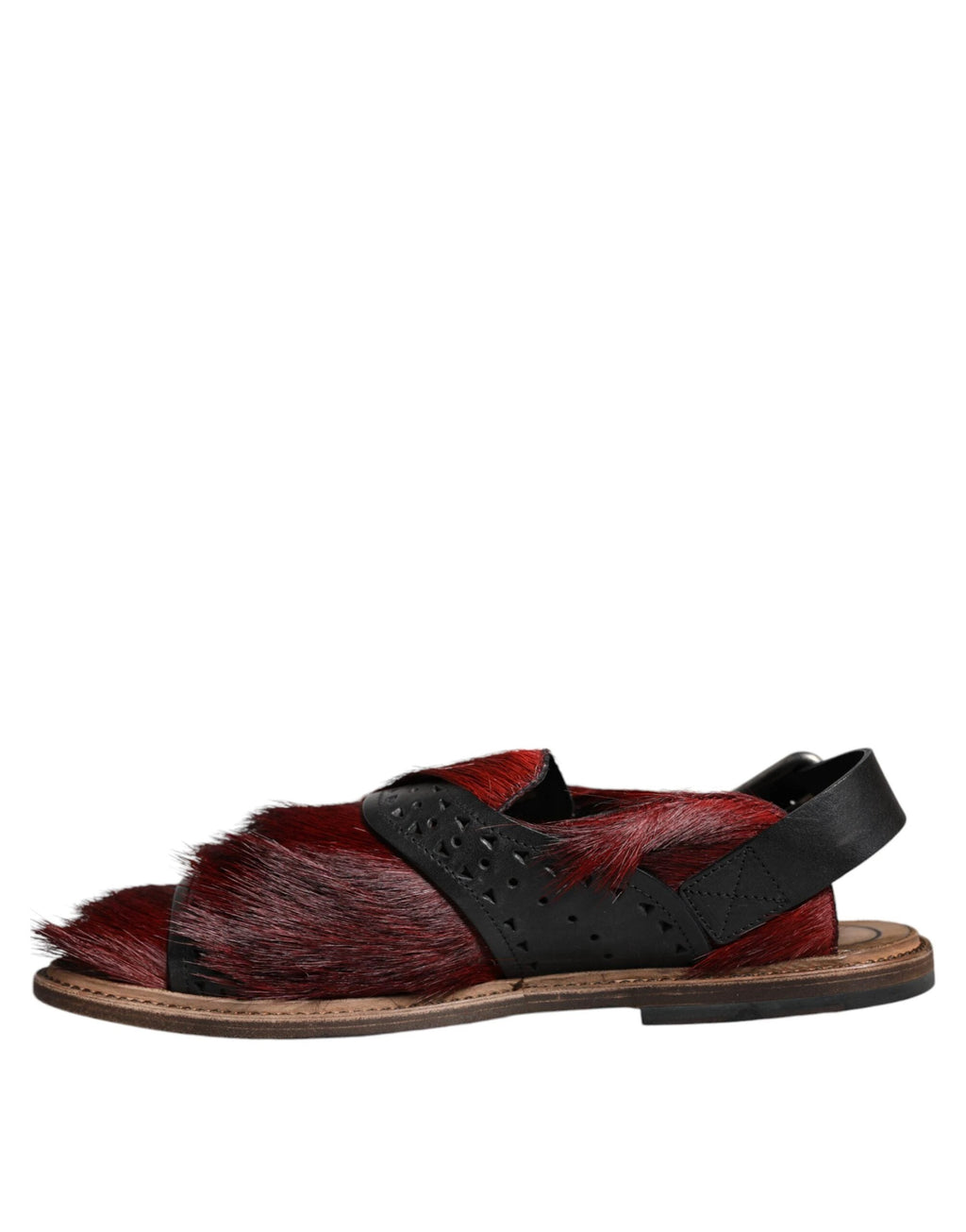 Dolce & Gabbana Black Red Gazelle Hair Leather Sandals Shoes by Dolce & Gabbana