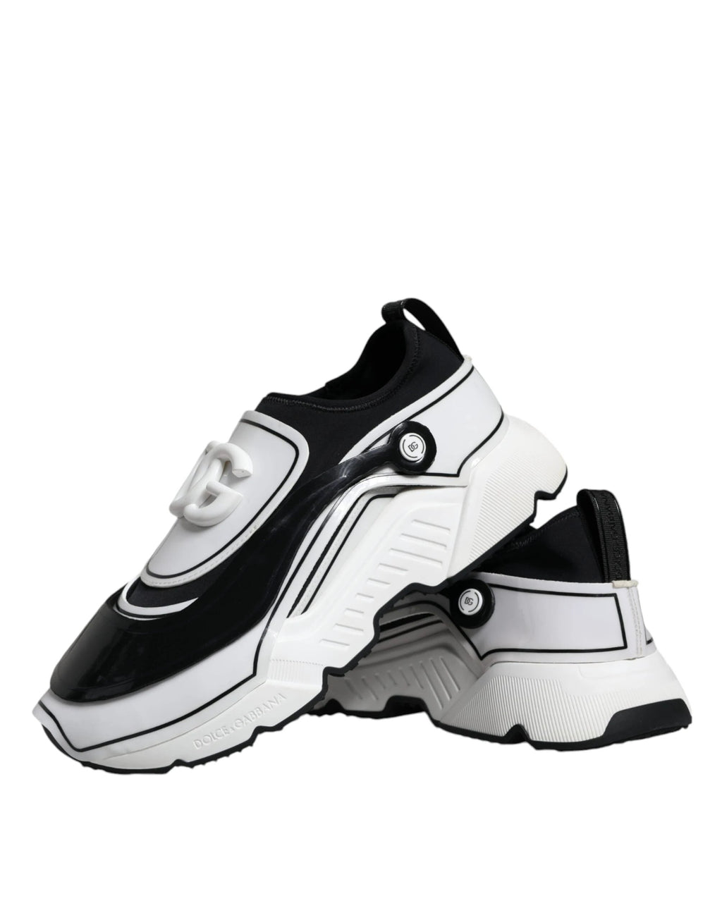 Dolce & Gabbana White Black Logo Plaque Daymaster Sneakers Shoes by Dolce & Gabbana