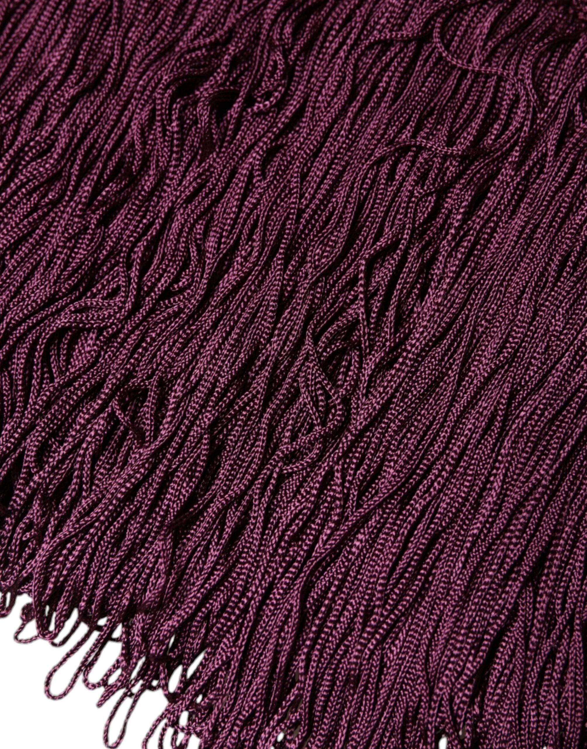 Dolce & Gabbana Black Silk Polka Dot Vneck Tassel Midi Dress by Dolce & Gabbana