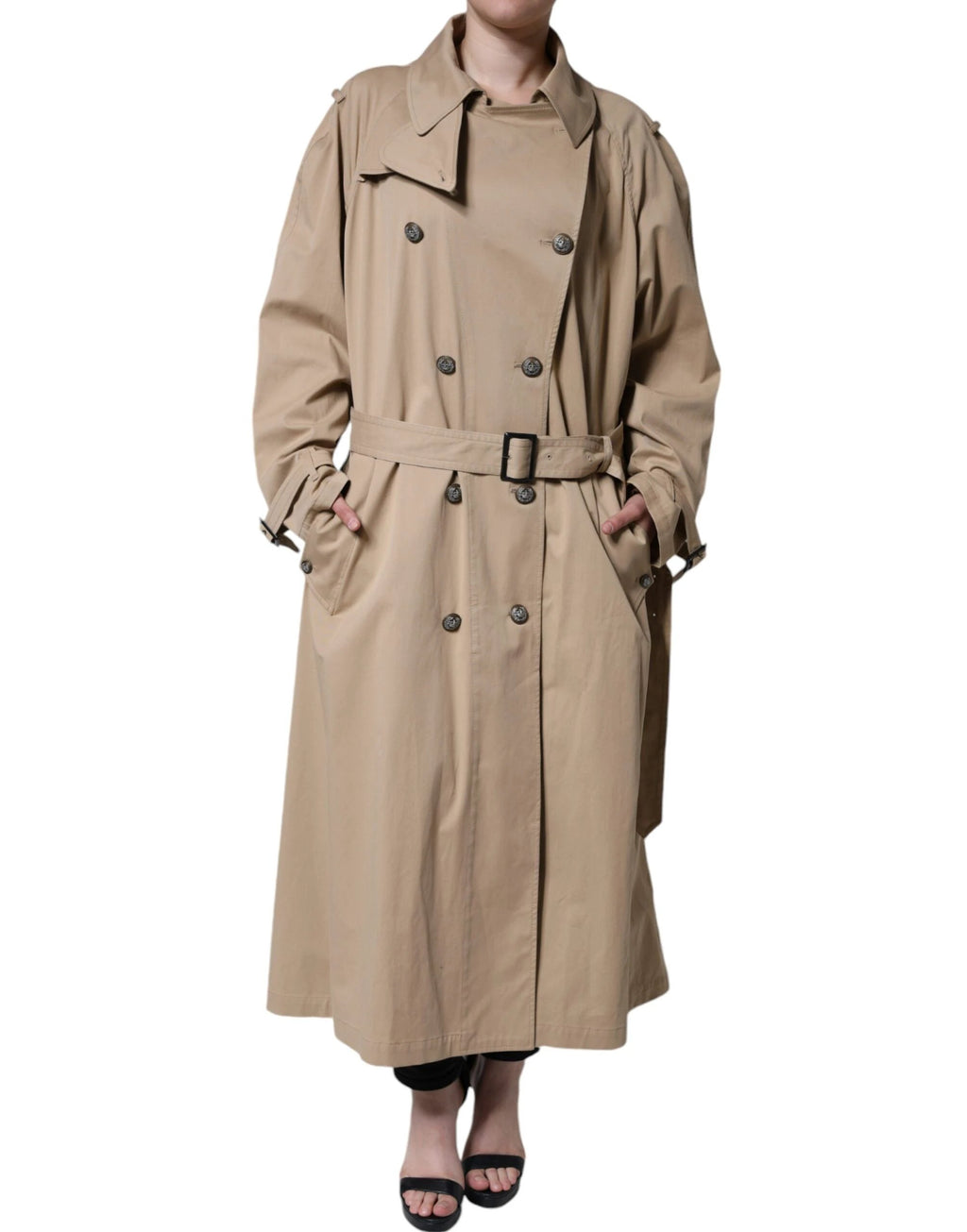 Dolce & Gabbana Khaki Double Breasted Trench Coat Jacket by Dolce & Gabbana