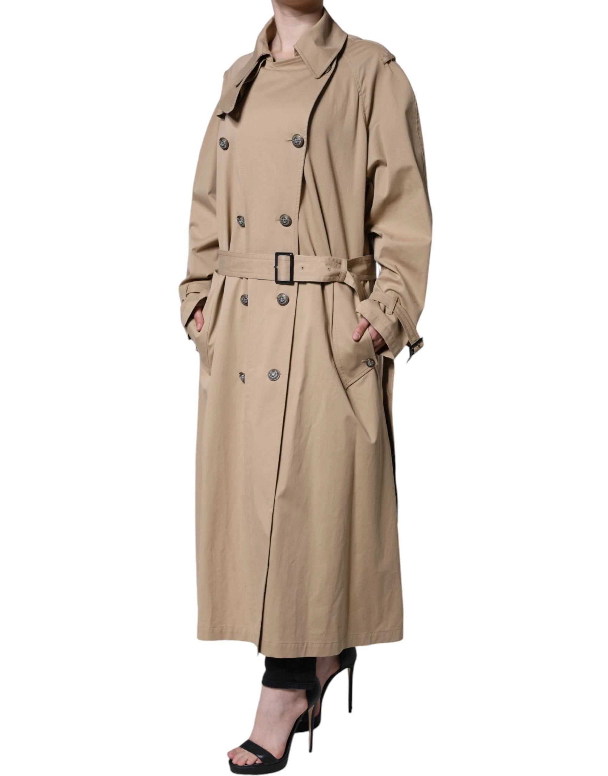 Dolce & Gabbana Khaki Double Breasted Trench Coat Jacket by Dolce & Gabbana