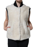 Burberry White WARRENFORD Shearling Leather Vest Coat Jacket by Burberry