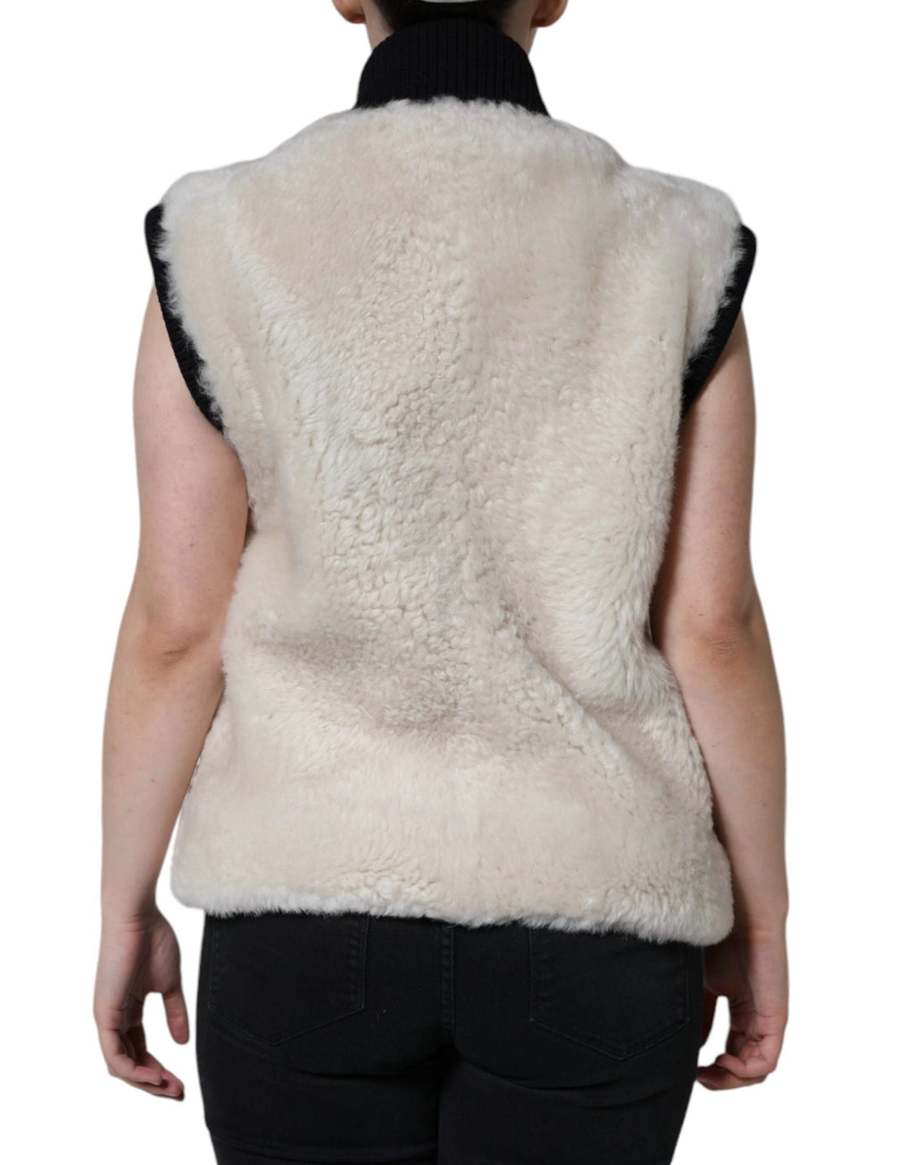Burberry White WARRENFORD Shearling Leather Vest Coat Jacket by Burberry