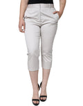 Dolce & Gabbana White Cotton Mid Waist Cropped Skinny Pants by Dolce & Gabbana