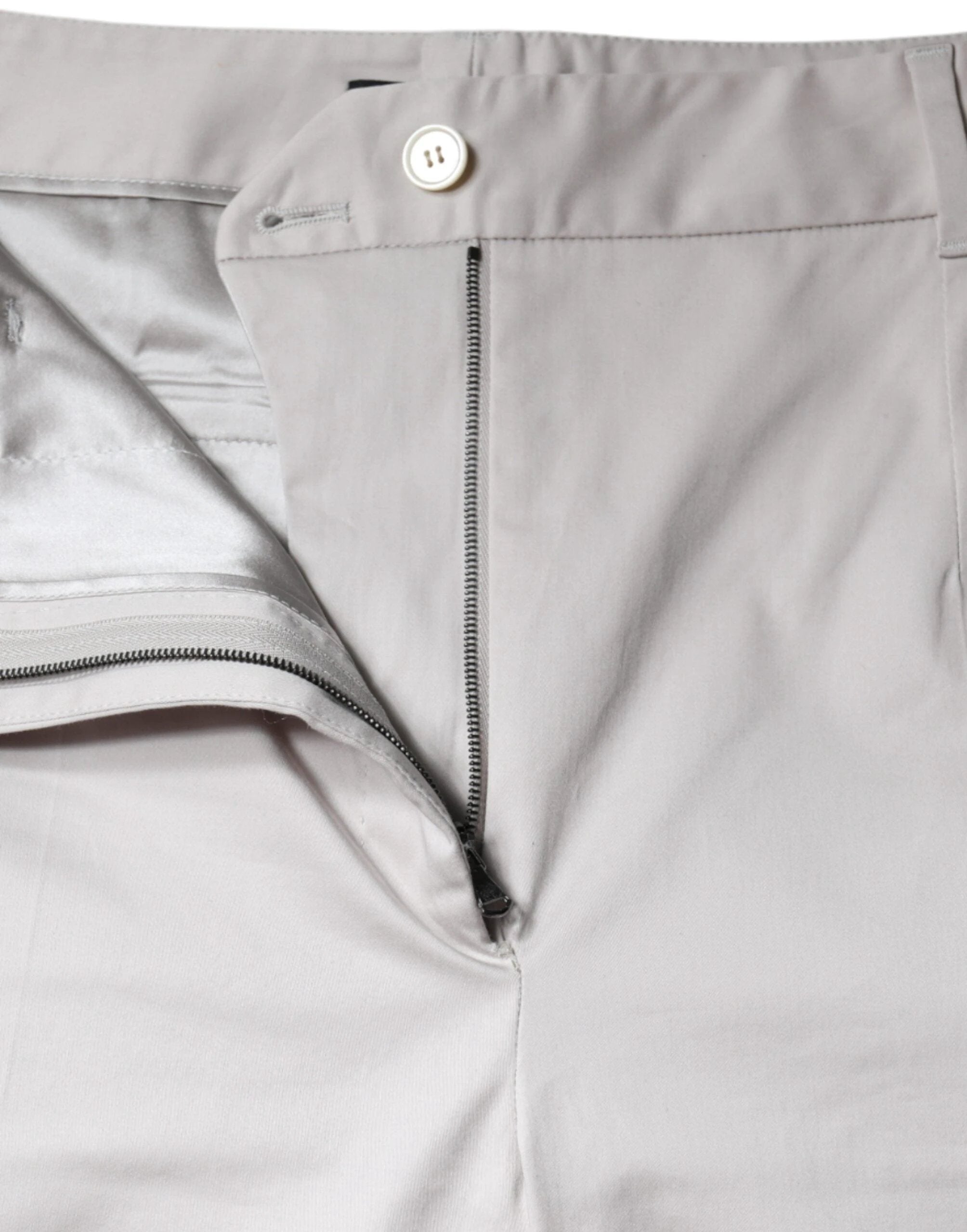 Dolce & Gabbana White Cotton Mid Waist Cropped Skinny Pants by Dolce & Gabbana