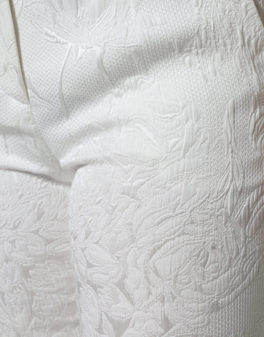 Dolce & Gabbana White Floral Brocade Cotton Cropped Pants by Dolce & Gabbana