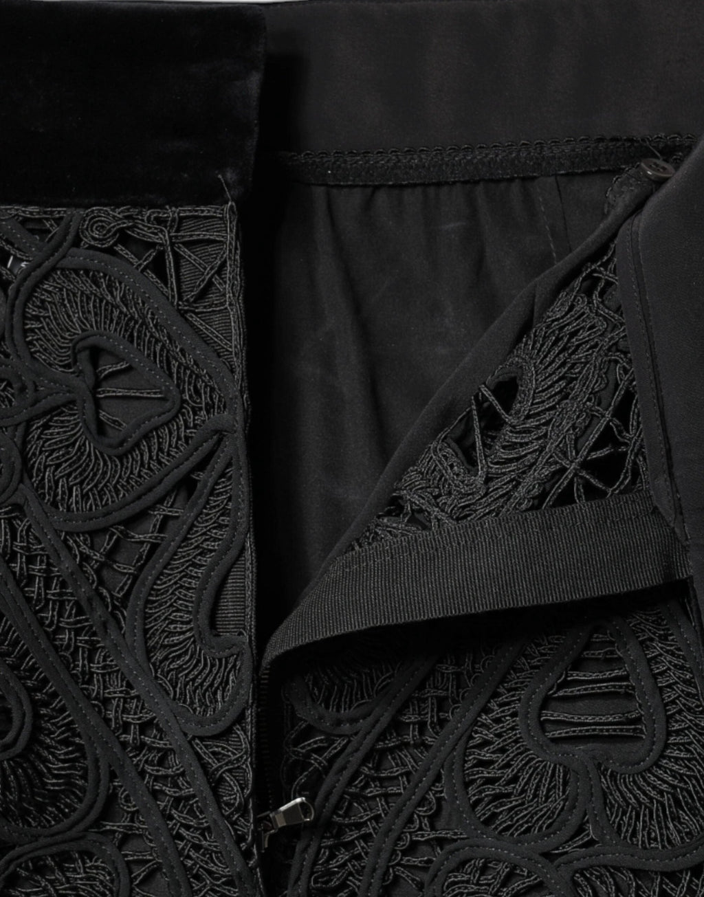 Dolce & Gabbana Black Floral Lace HighWaist Pencil Cut Skirt by Dolce & Gabbana